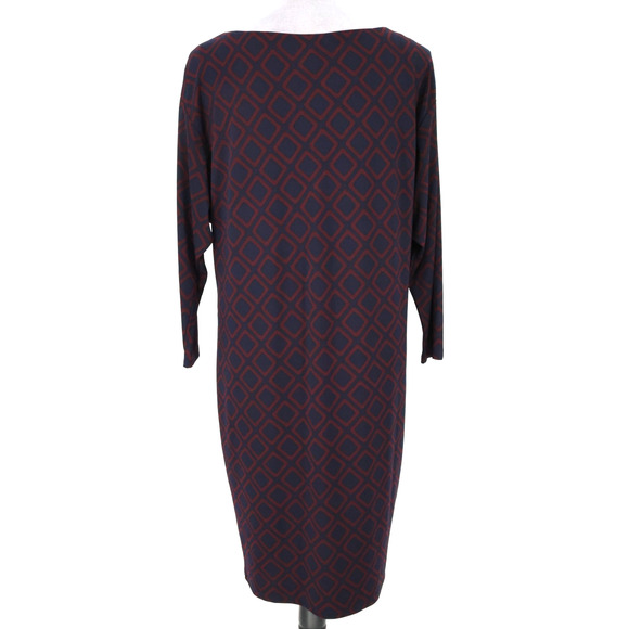 Lauren Ralph Lauren Dress Womens 10 Navy Blue Red Shift Stretch Knit Dolman Slvs - Picture 2 of 11